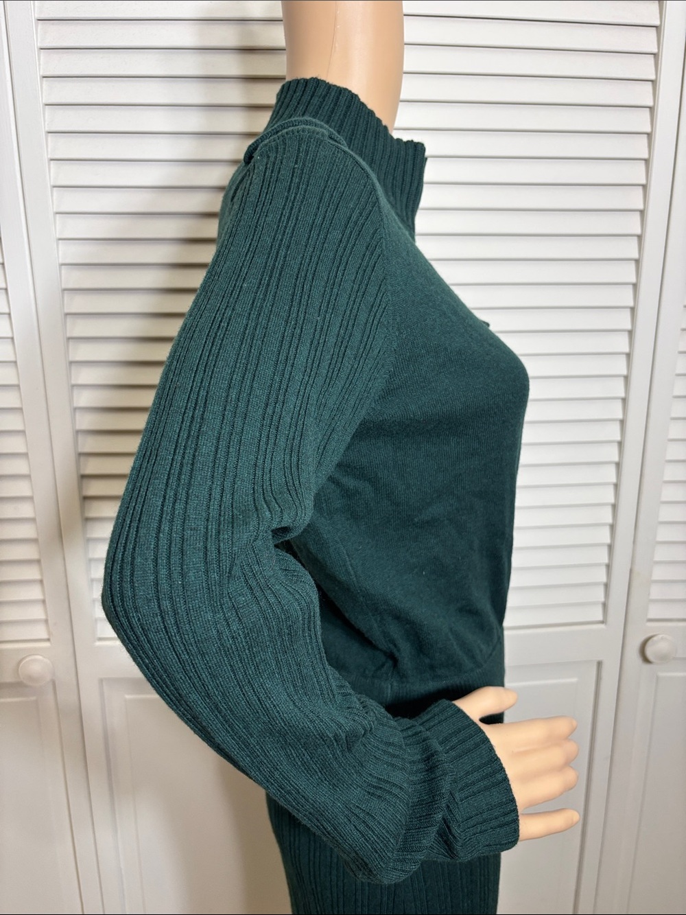 NWT REISS Floris Wool-Blend Knitted Utility Midi Dress in Khaki Medium - Picture 9 of 16